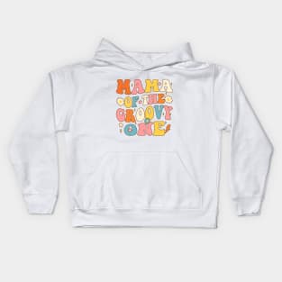 Mama of Groovy One 1st Birthday Party Kids Hoodie